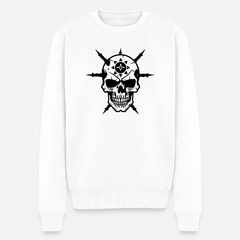 Schädel Punk Kunst - Männer Premium Bio Pullover - Weiß