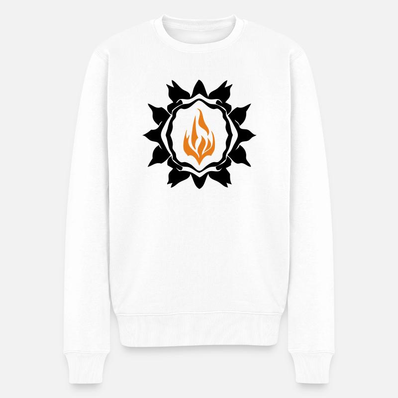 Feuer-Rune - Männer Premium Bio Pullover - Weiß