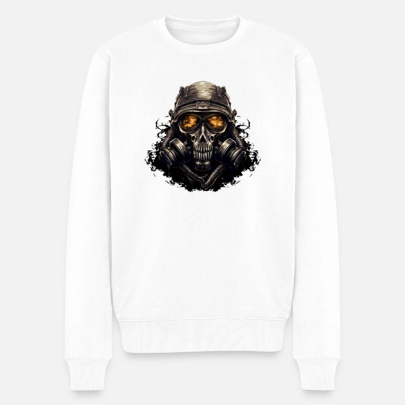 Gasmaske Soldat - Männer Premium Bio Pullover - Weiß