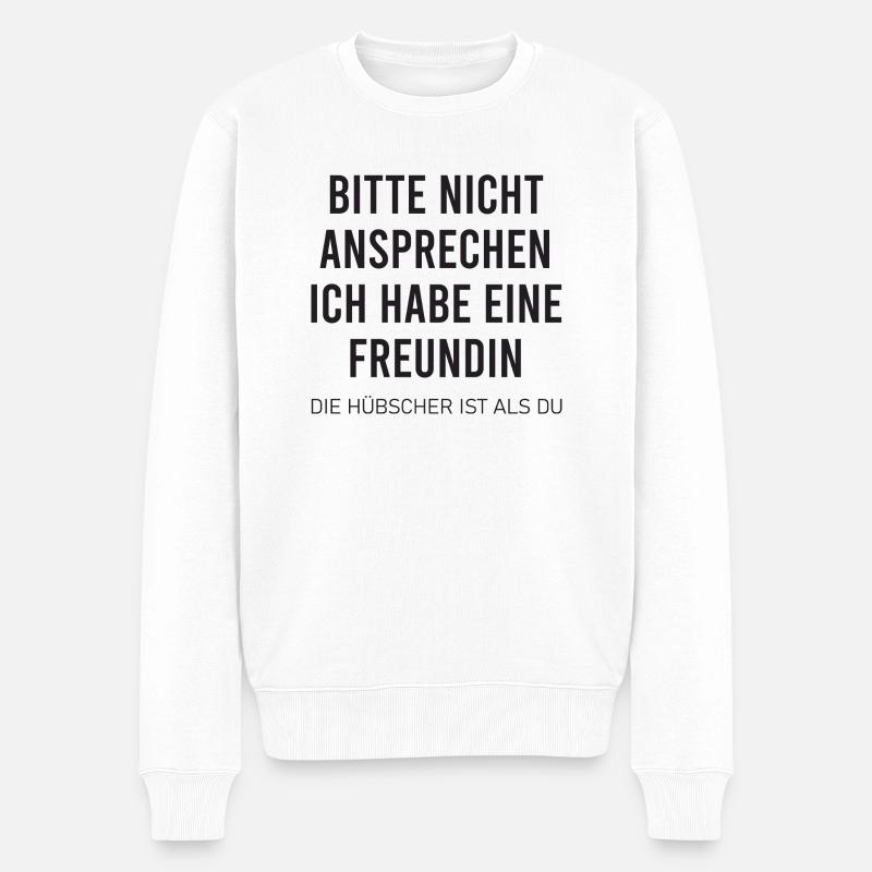 Bitte nicht ansprechen ich habe eine Freundin - Männer Premium Bio Pullover - Weiß