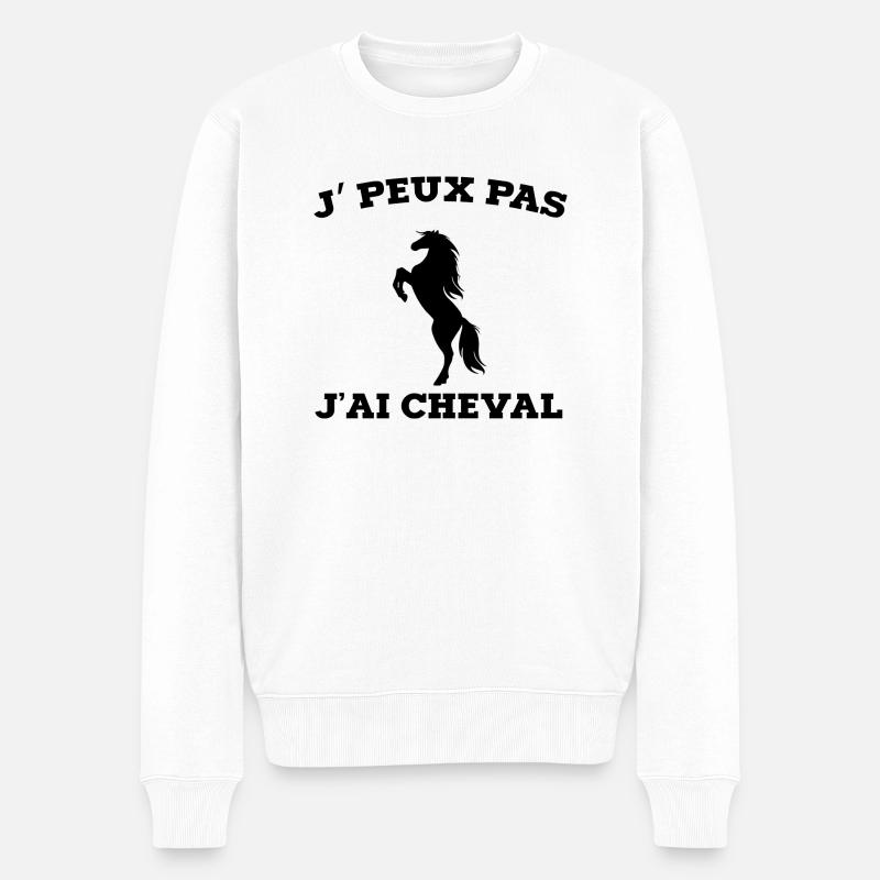 je peux pas j ai cheval - Pull Premium bio Homme - blanc