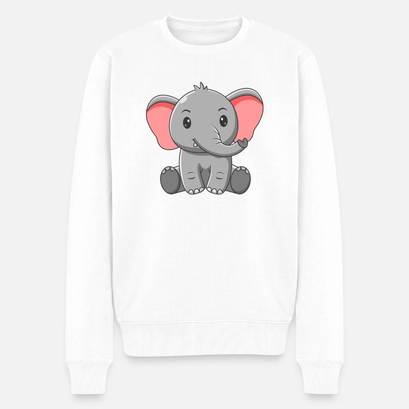 Elefant - Männer Premium Bio Pullover - Weiß