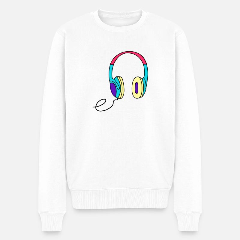 Kopfhörer - Männer Premium Bio Pullover - Weiß