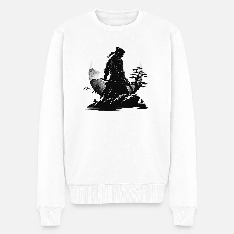 Samurai Krieger Japan Landschaft - Männer Premium Bio Pullover - Weiß