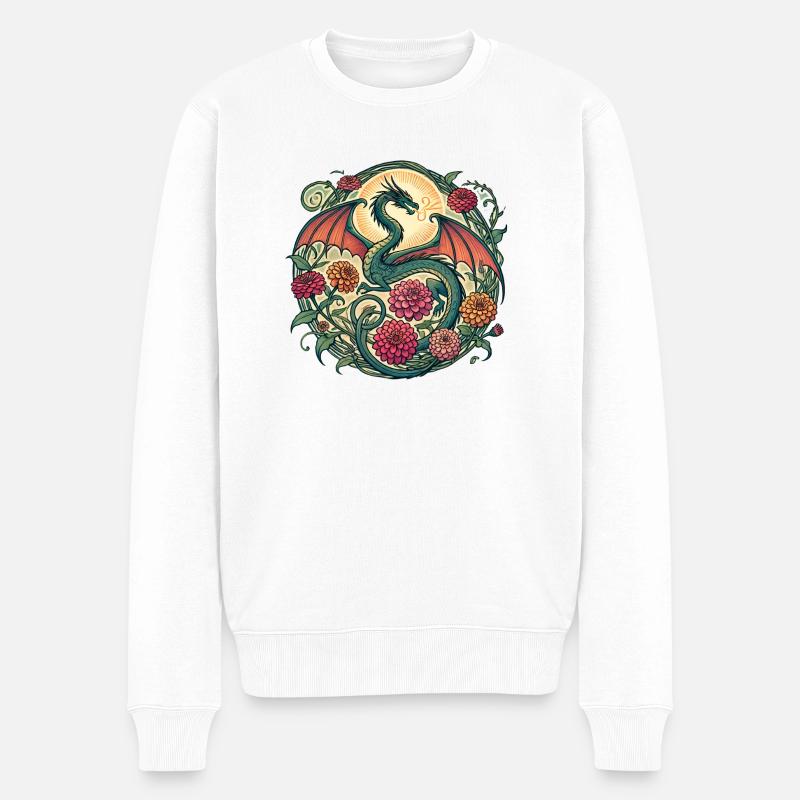 Drache - Männer Premium Bio Pullover - Weiß