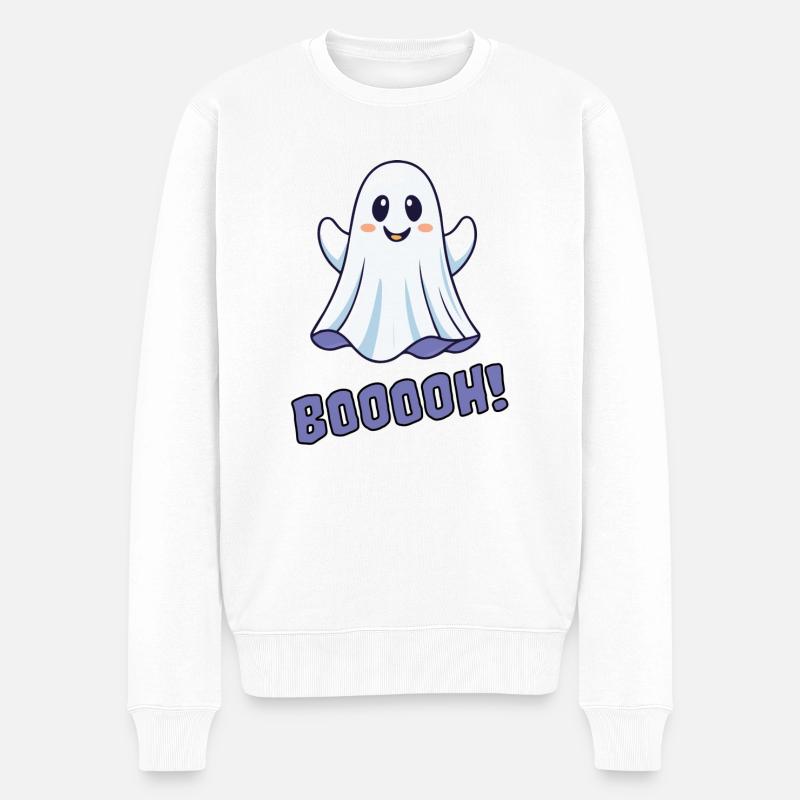 Cute Ghost - Männer Premium Bio Pullover - Weiß