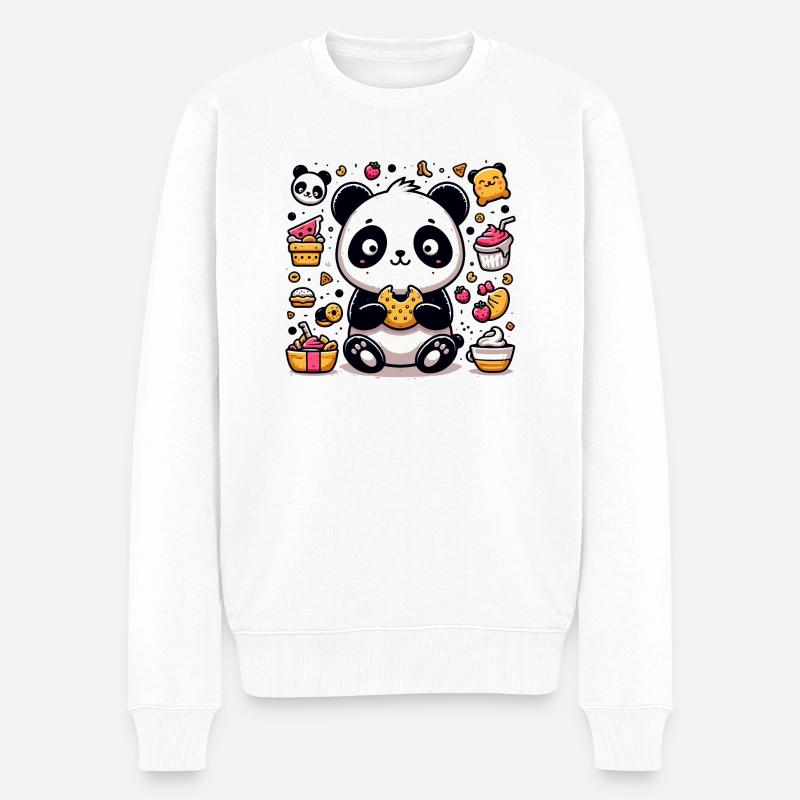 Panda mignon avec des collations - Pull Premium bio Homme - blanc