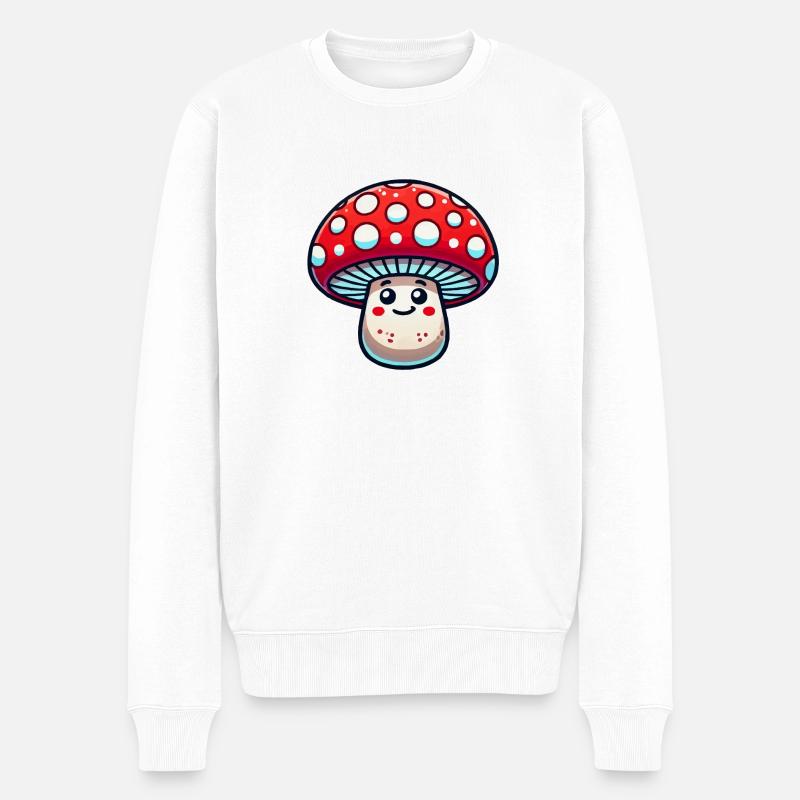 dessin animé de champignons - Pull Premium bio Homme - blanc