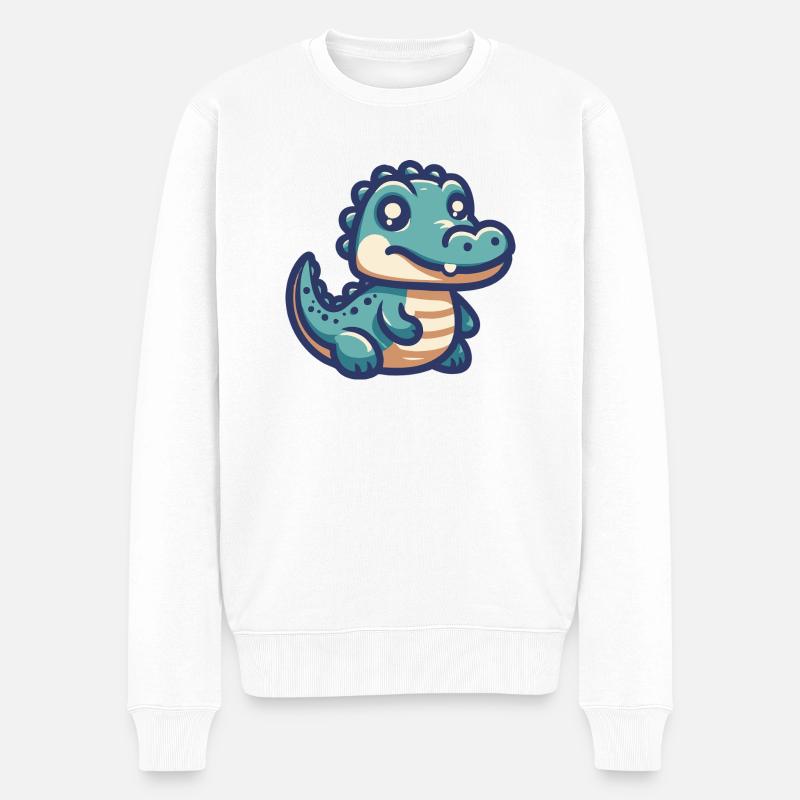 Lächelnder Alligator - Männer Premium Bio Pullover - Weiß