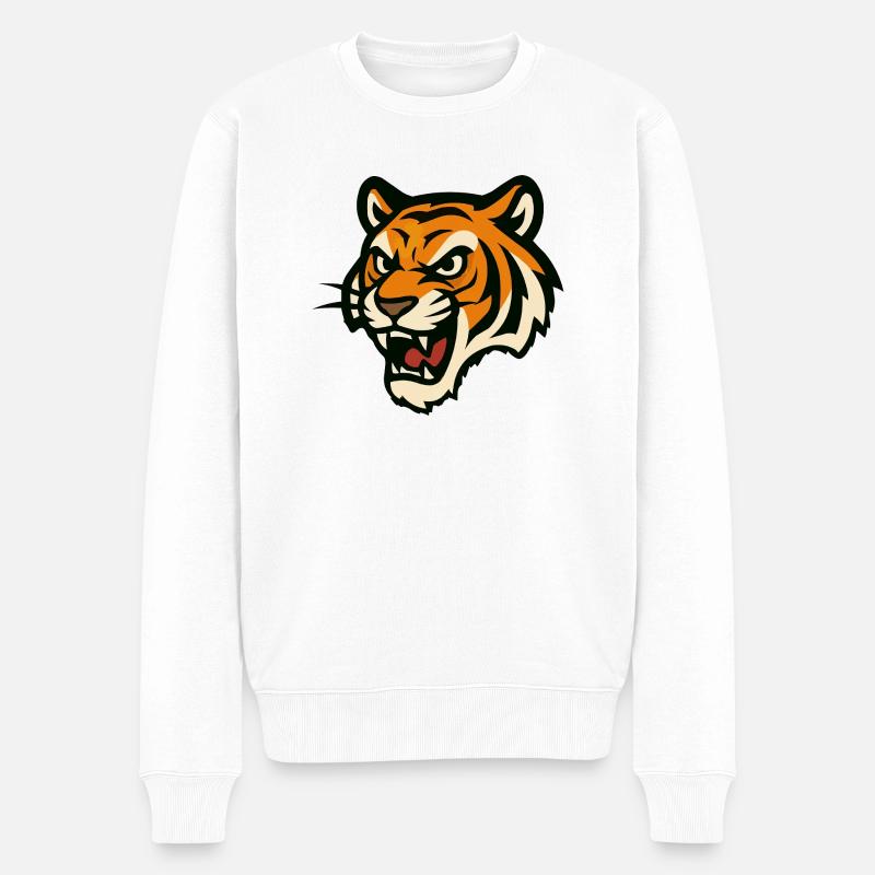 tiger comic - Männer Premium Bio Pullover - Weiß