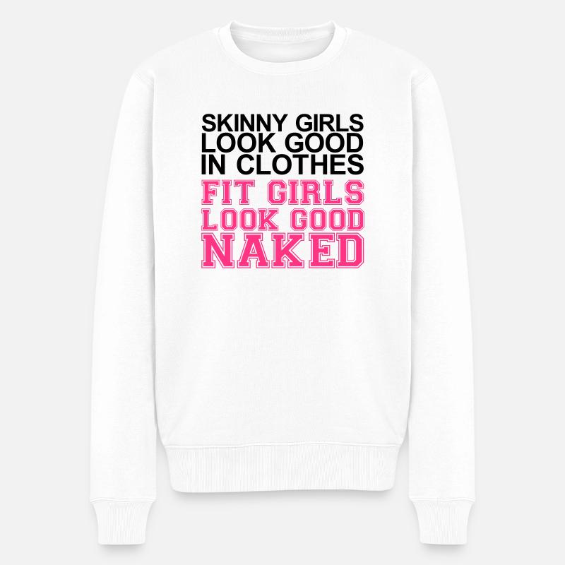 Fit girls look good - Männer Premium Bio Pullover - Weiß