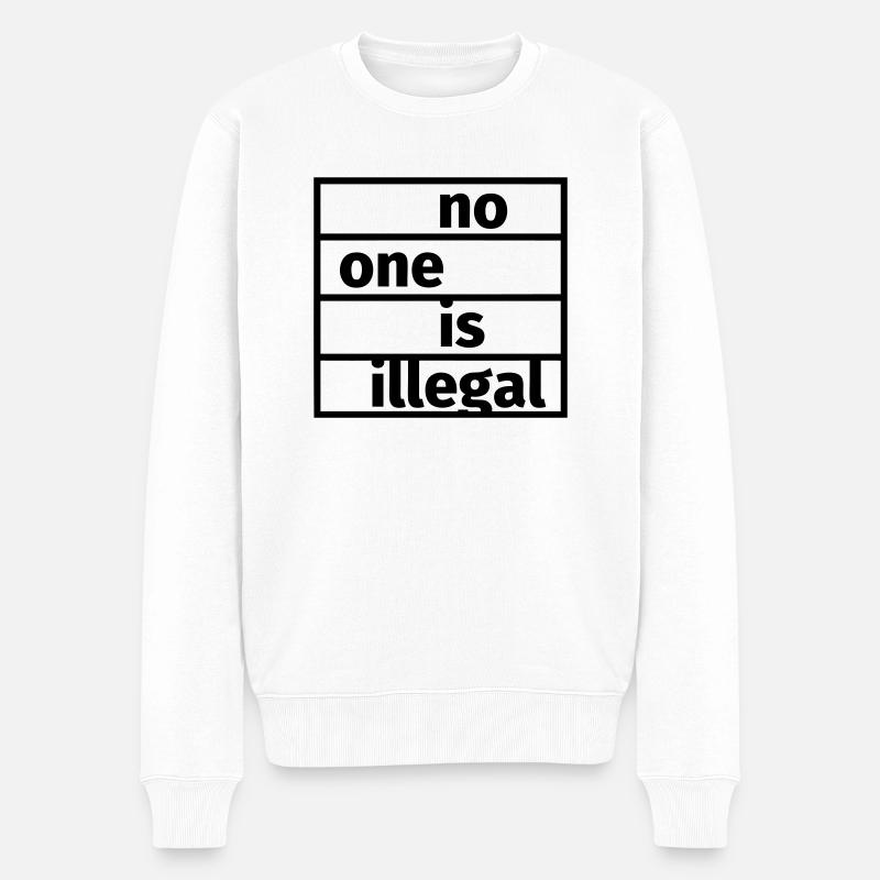 No One is Illegal - Männer Premium Bio Pullover - Weiß