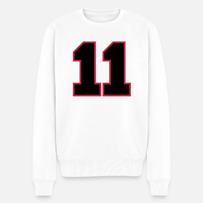 number11 - Männer Premium Bio Pullover - Weiß
