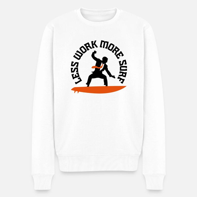 Moins de travail, surf plus ... - Pull Premium bio Homme - blanc
