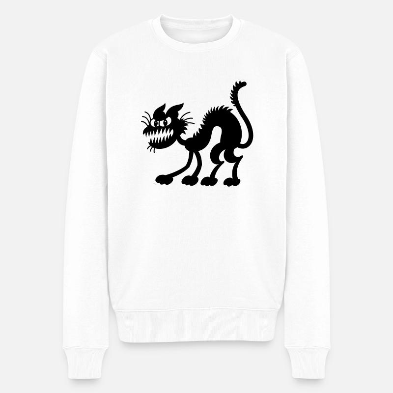 Chat noir de Halloween - Pull Premium bio Homme - blanc