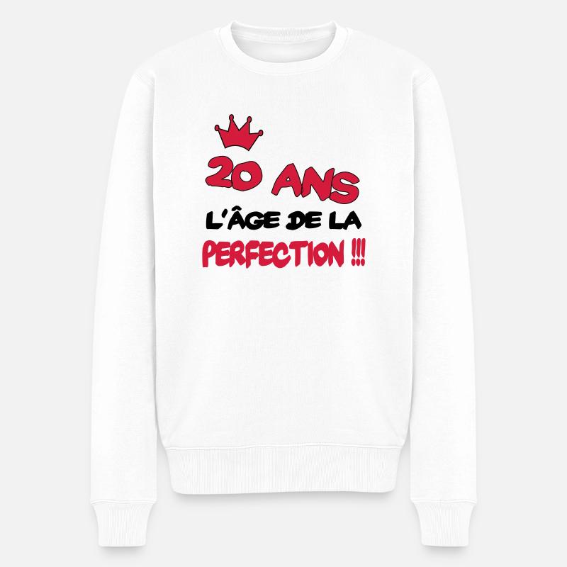 20 ans l'âge de la perfection - Männer Premium Bio Pullover - Weiß