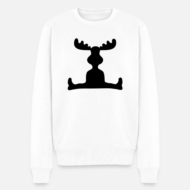Elch sitzend - Männer Premium Bio Pullover - Weiß
