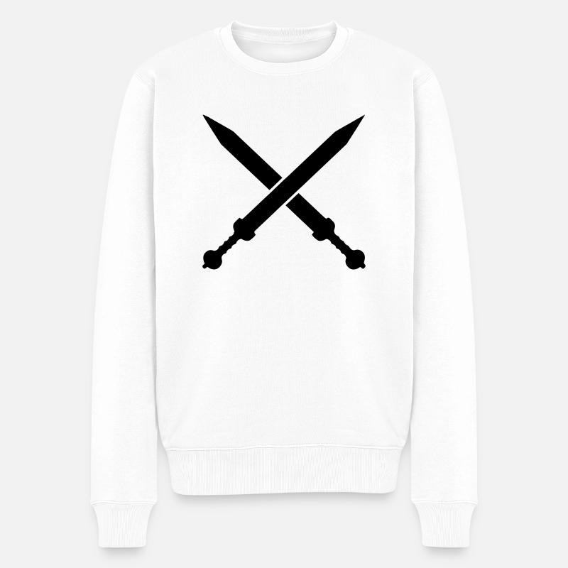Schwerter - Männer Premium Bio Pullover - Weiß