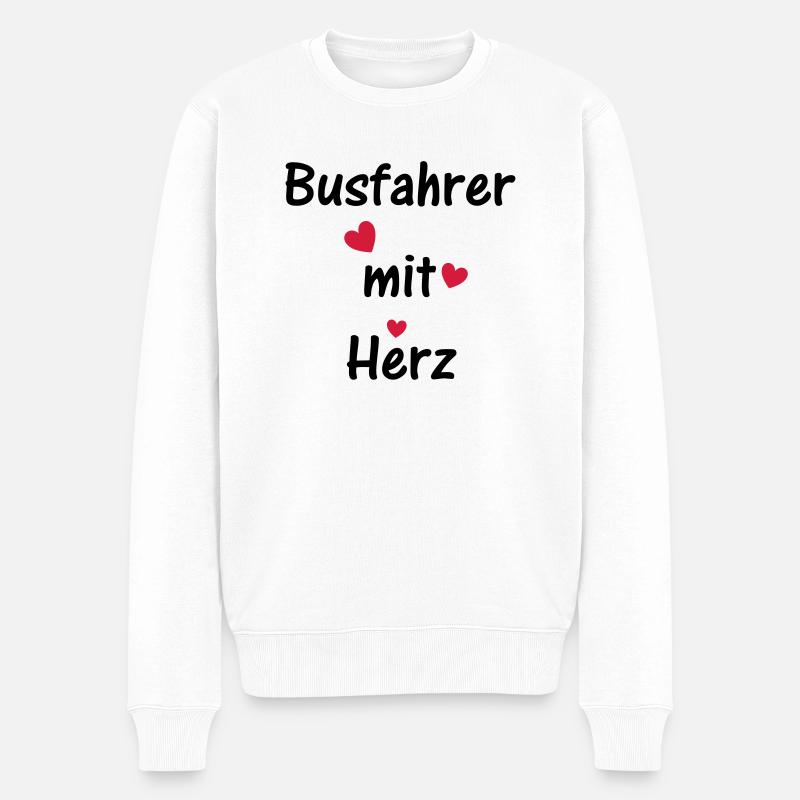 Busfahrer mit Herz - Männer Premium Bio Pullover - Weiß