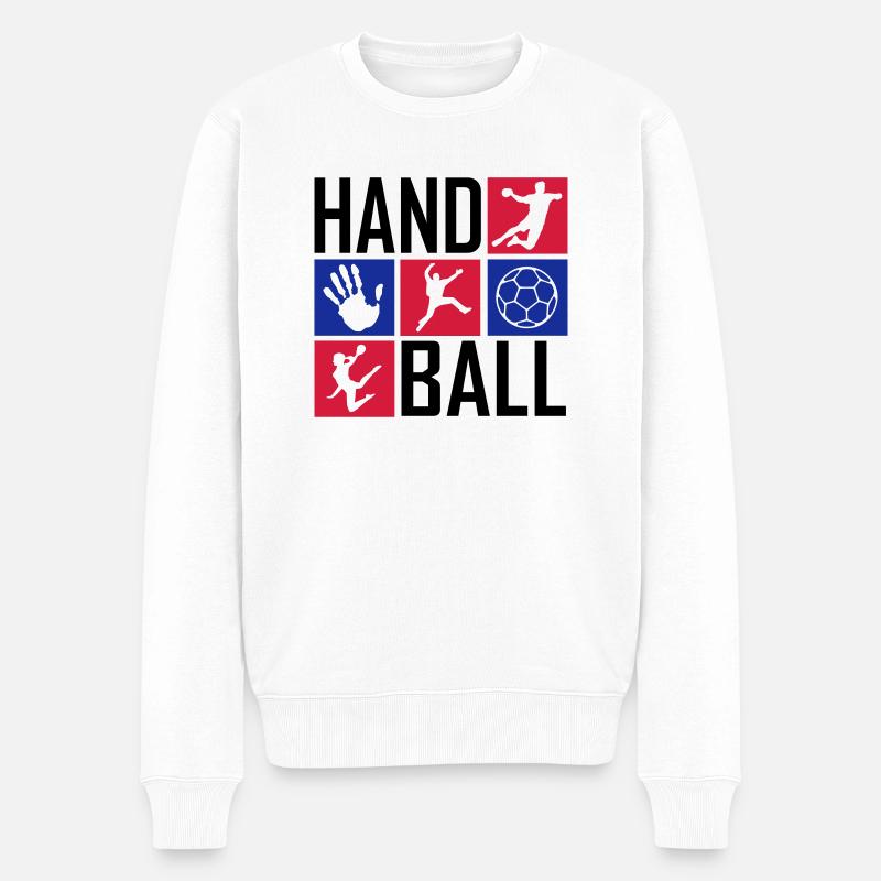 Handball Mosaik klein - Männer Premium Bio Pullover - Weiß