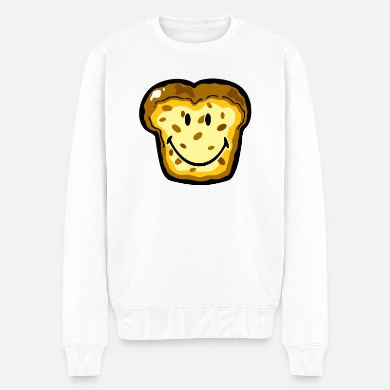 Smiley Bread - Männer Premium Bio Pullover - Weiß
