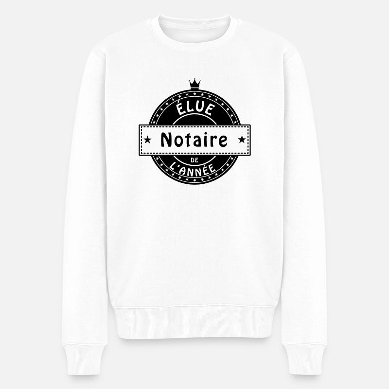 elue notaire - Pull Premium bio Homme - blanc