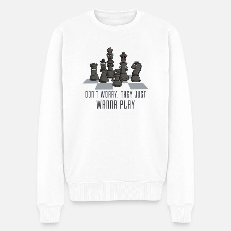 chess_just_wanna_play_122016 - Männer Premium Bio Pullover - Weiß