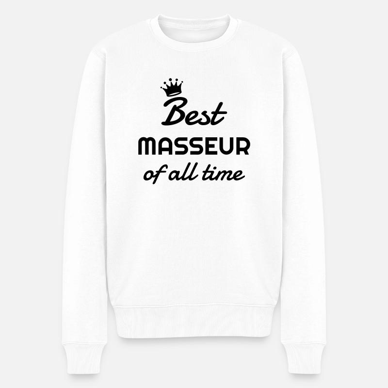 Massage / Masseur / Masseuse / Job - Männer Premium Bio Pullover - Weiß
