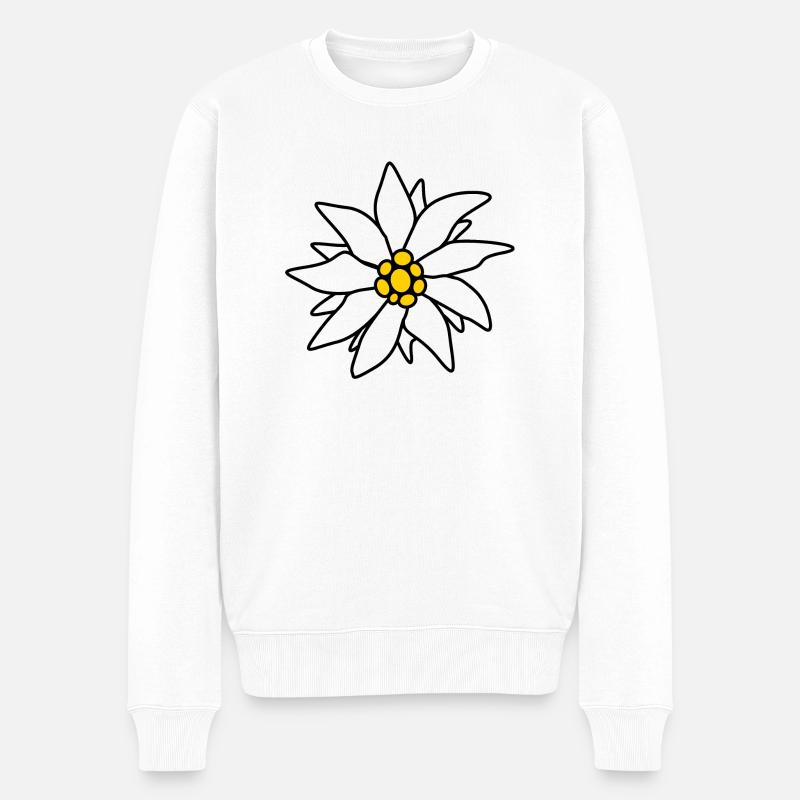 Edelweiss - Fleur alpine - Pull Premium bio Homme - blanc