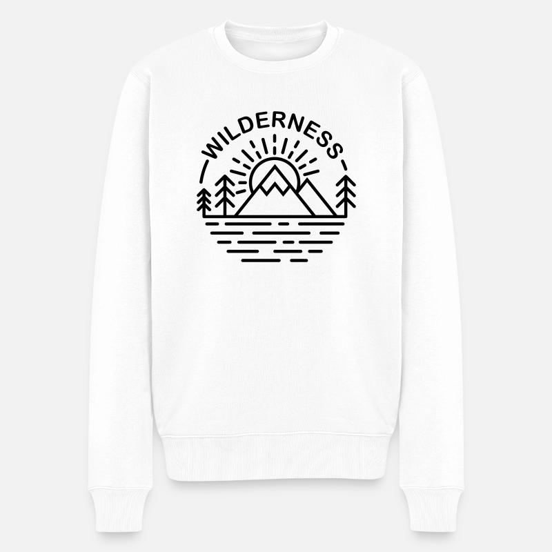 Wildnis Berglinie Kunst - Männer Premium Bio Pullover - Weiß
