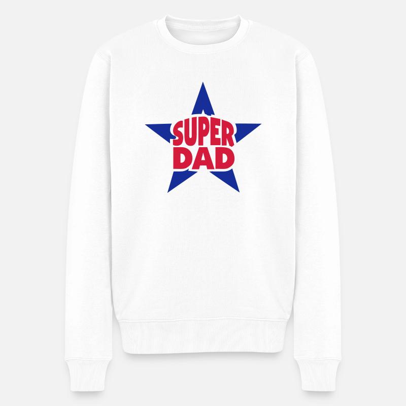 Super Papa Star - Männer Premium Bio Pullover - Weiß