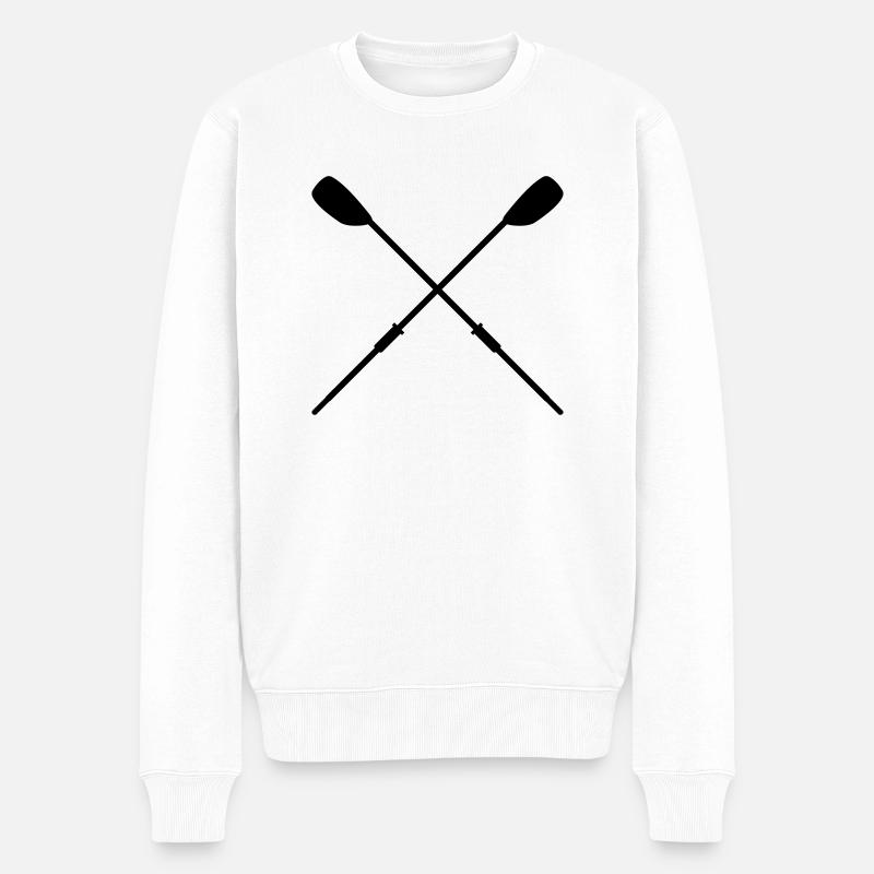 Gekreuzte Skulls Rudern - Männer Premium Bio Pullover - Weiß