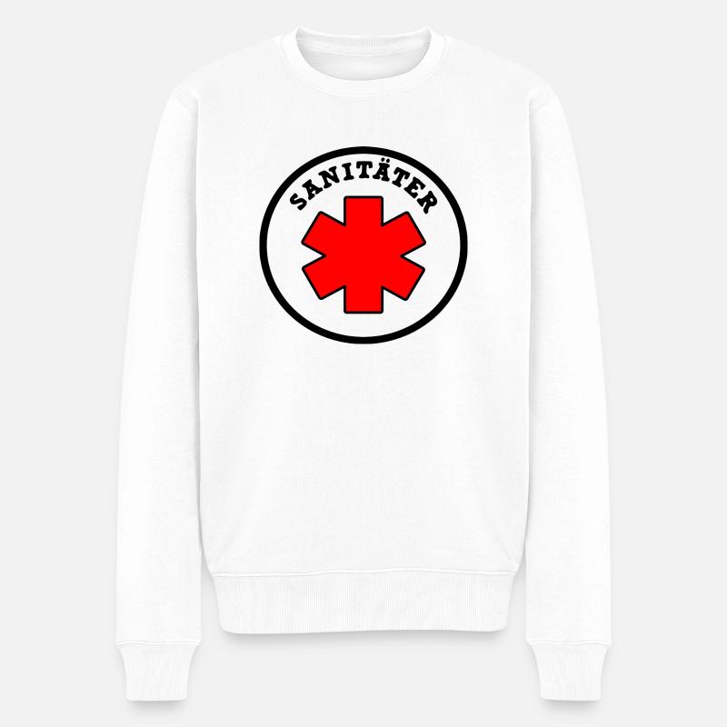 Rettungssanitäter Abzeichen für den Rettungsdienst - Männer Premium Bio Pullover - Weiß