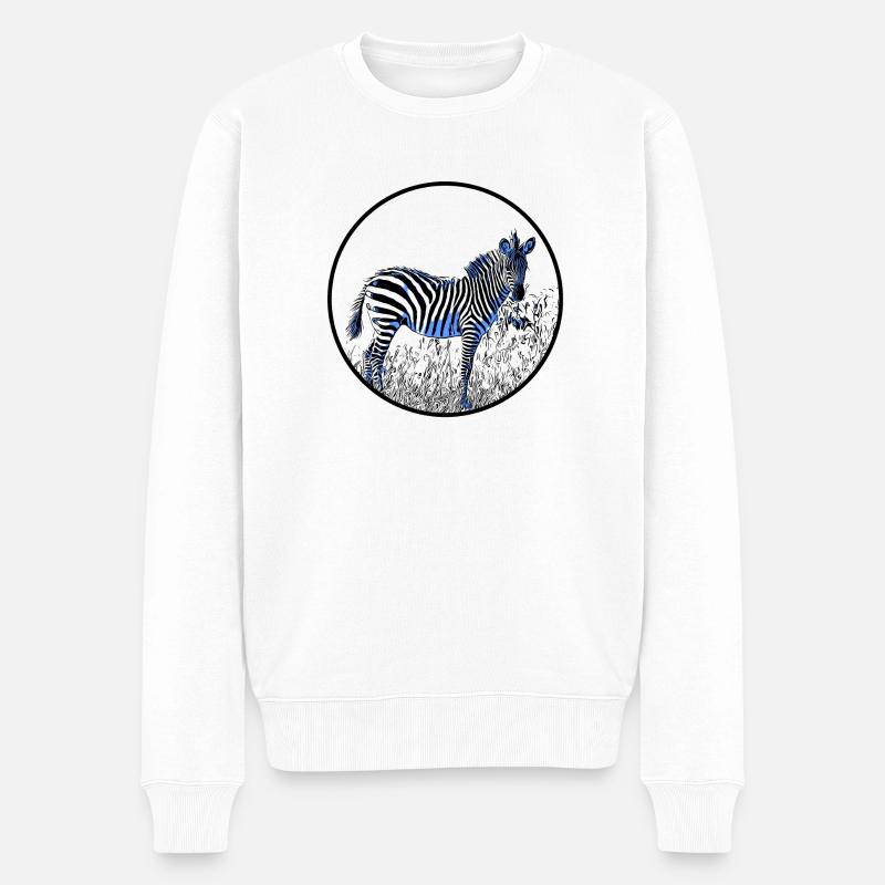 Zebra - Männer Premium Bio Pullover - Weiß