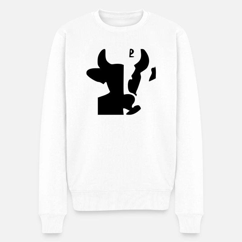 Kuh-Silhouette - Männer Premium Bio Pullover - Weiß