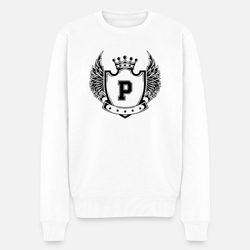 Wappen P - Männer Premium Bio Pullover - Weiß