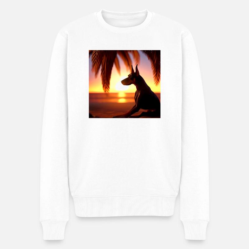 sunset dobermann - Männer Premium Bio Pullover - Weiß