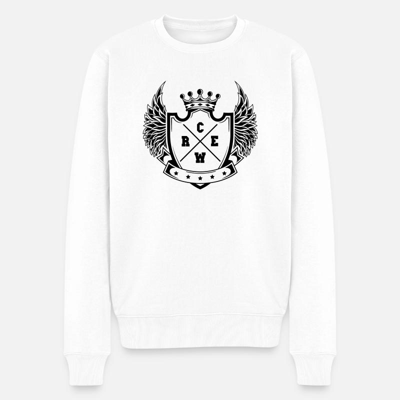 Crew - Männer Premium Bio Pullover - Weiß