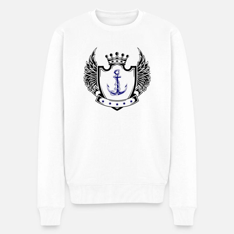 anker Wappen 1 - Männer Premium Bio Pullover - Weiß
