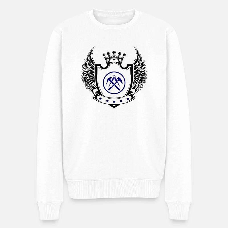 Dachdecker Wappen - Männer Premium Bio Pullover - Weiß