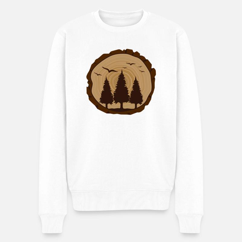 Wald shinrin yoku Waldmeditation "Vögel im Wald" - Männer Premium Bio Pullover - Weiß