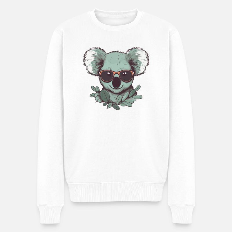 cooler Koala - Männer Premium Bio Pullover - Weiß