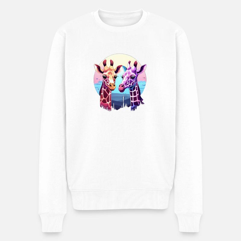 Giraffe - Männer Premium Bio Pullover - Weiß