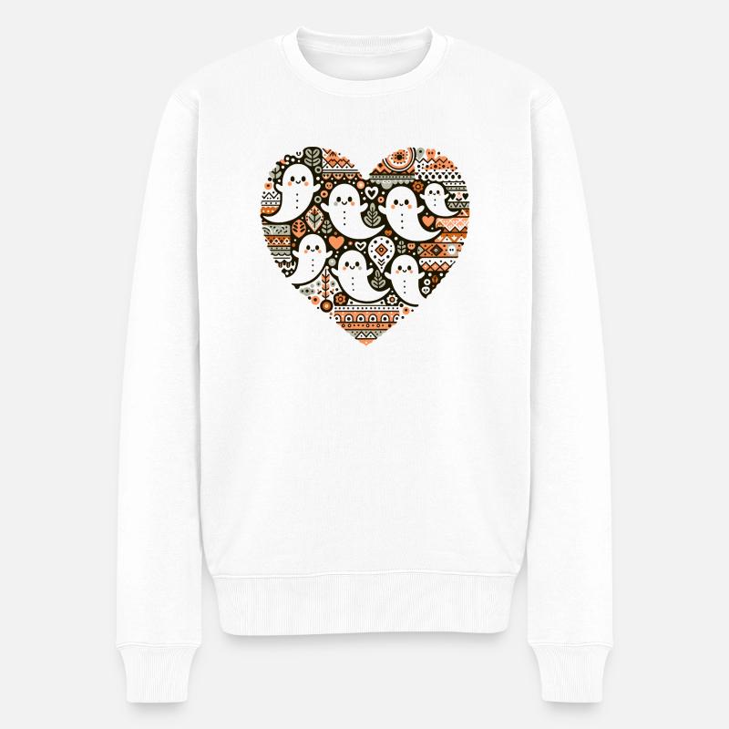 Boho Ghost Coeur T-shirt - Pull Premium bio Homme - blanc