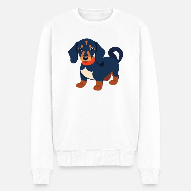 Dackel Welpe schwarz Dachshund - Männer Premium Bio Pullover - Weiß
