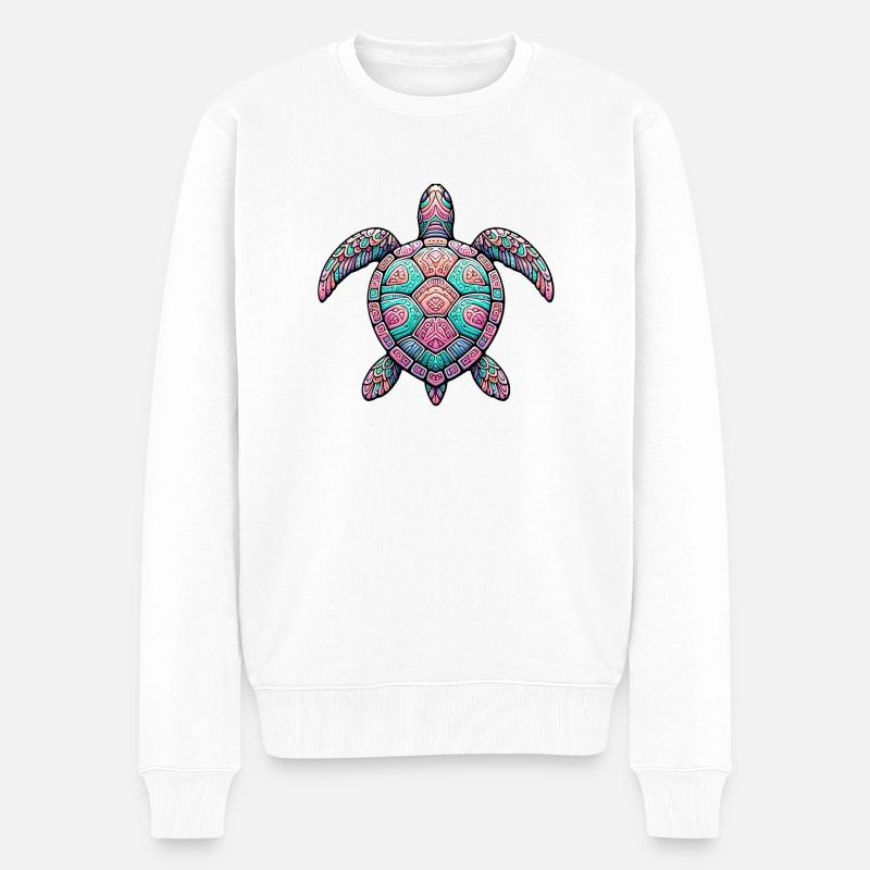 Bunte Meeresschildkröte - Männer Premium Bio Pullover - Weiß