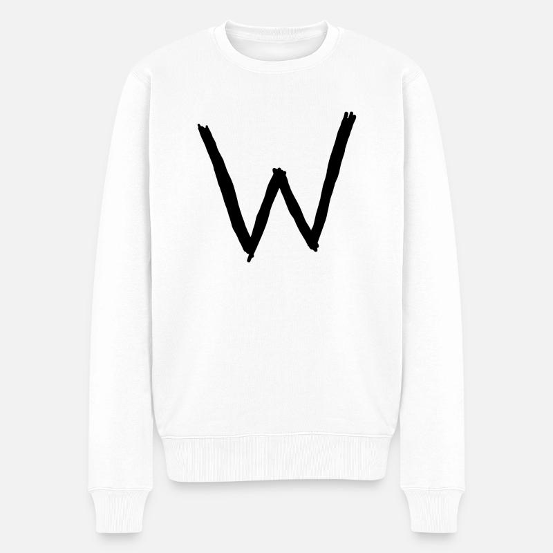 Buchstaben W - Männer Premium Bio Pullover - Weiß