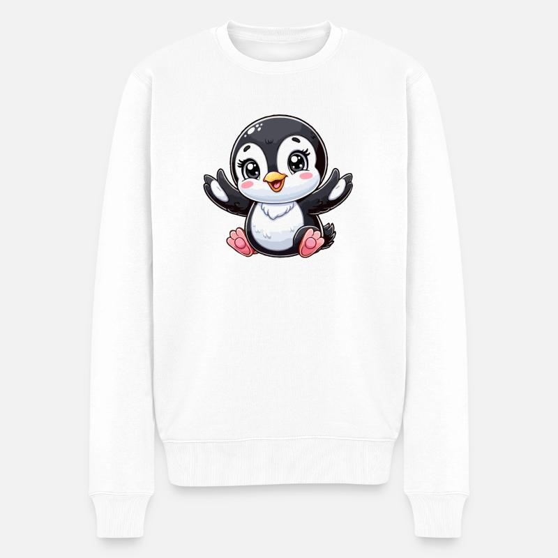 Baby-Pinguin - Männer Premium Bio Pullover - Weiß