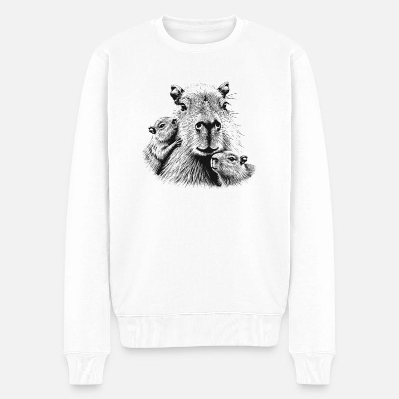 Capybara - Männer Premium Bio Pullover - Weiß
