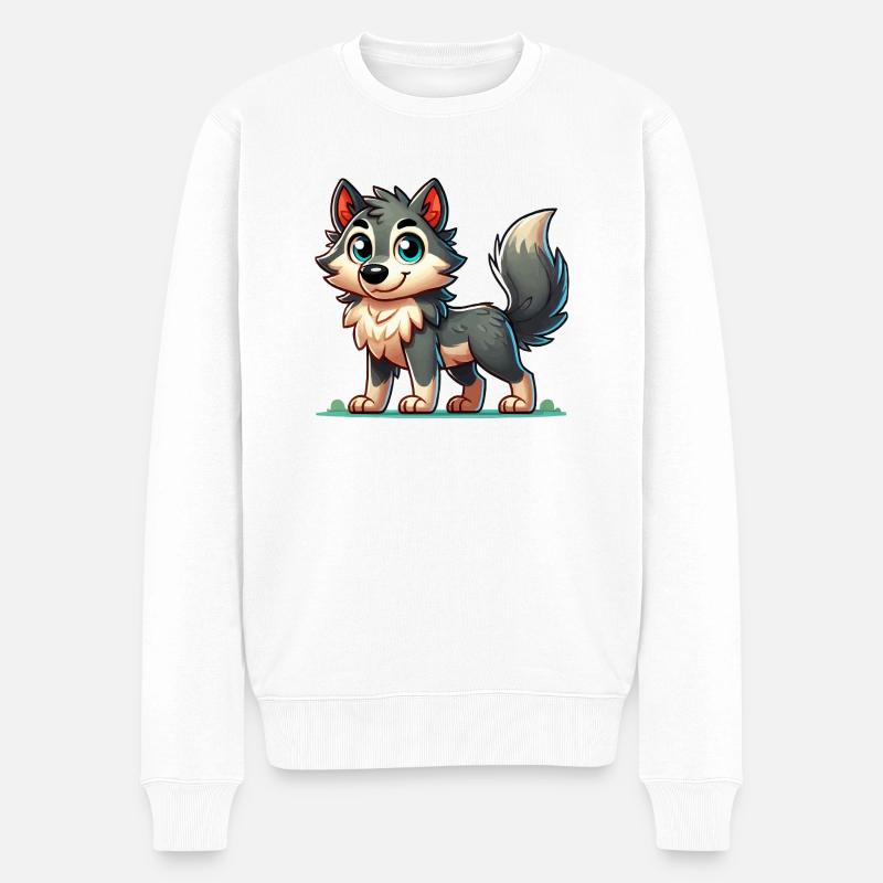 wolf comic 1 - Männer Premium Bio Pullover - Weiß